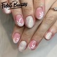 thumbnail image 1 of Fofosbeauty 24pcs Press on Nails,Supremely Fit Artificial Acrylic Nails Stick on Nails,Glue on Nails for Women Gift,Almond Glitter White Flower Fall/Winter, 1 of 11