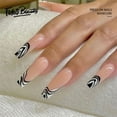 thumbnail image 1 of Fofosbeauty 24pcs Press on False Nail Tips Long Coffin Full Cover Fake Nails, French Zebra, 1 of 8