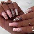 thumbnail image 1 of Fofosbeauty 24pcs Press on False Nails, Coffin Fake Acrylic Nails, Popping Champagne Marbling, 1 of 10