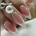 thumbnail image 1 of Fofosbeauty 24pcs Press on False Nails Tips, Almond Fake Acrylic Nails, French Buttom Diamonds, 1 of 8
