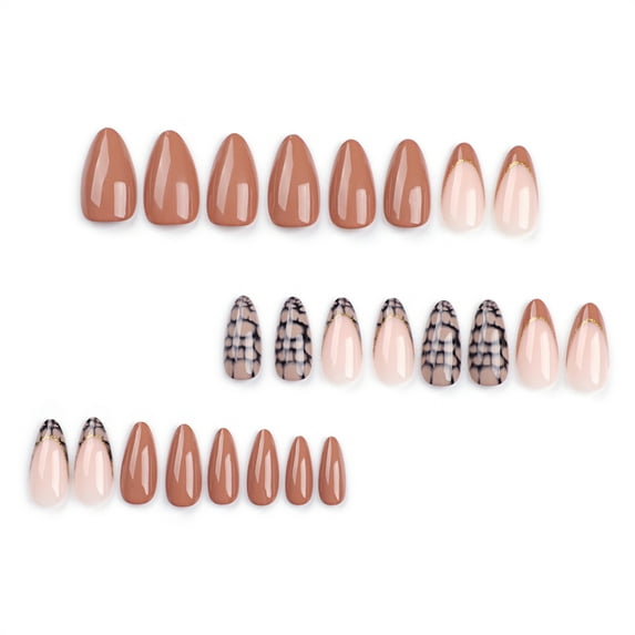 Fofosbeauty 24pcs Press on False Nails Tips, Almond Fake Acrylic Nails, Pangolin Pattern