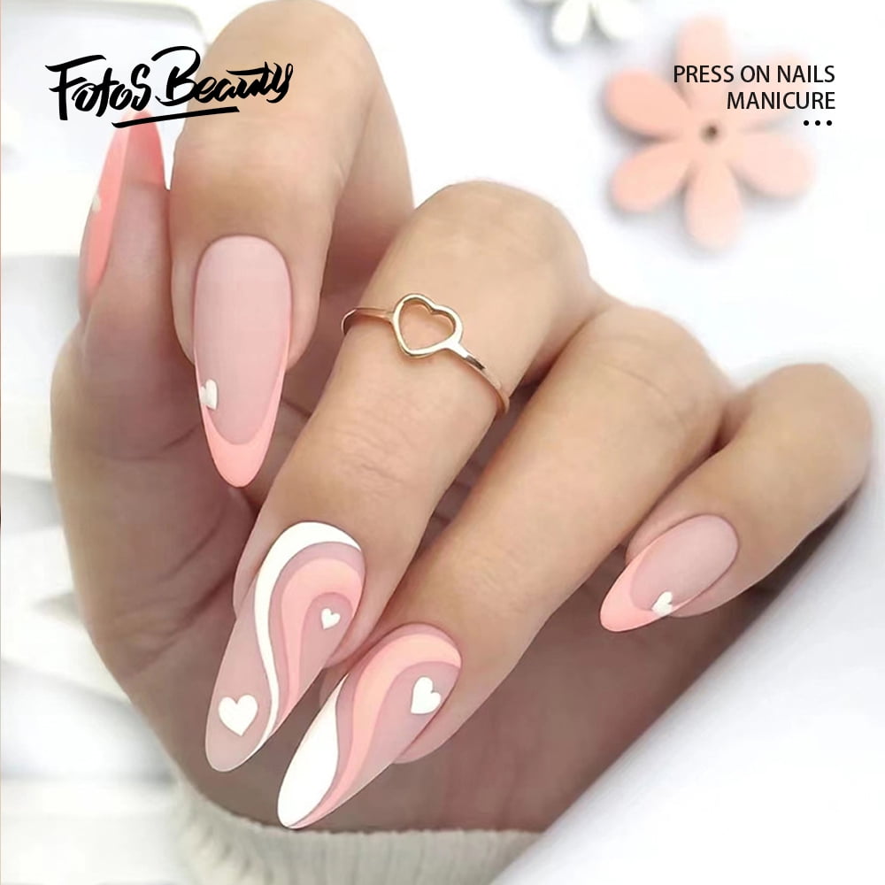 Fofosbeauty 24pcs Press on False Nails Tips Almond Fake Nails Almond Frosted Texture Love French Ripple 4a6d8358 dc5f 4a7e b2a1 9ee95a416cce.8ccddf789b20c39236f6fc8742a25d16