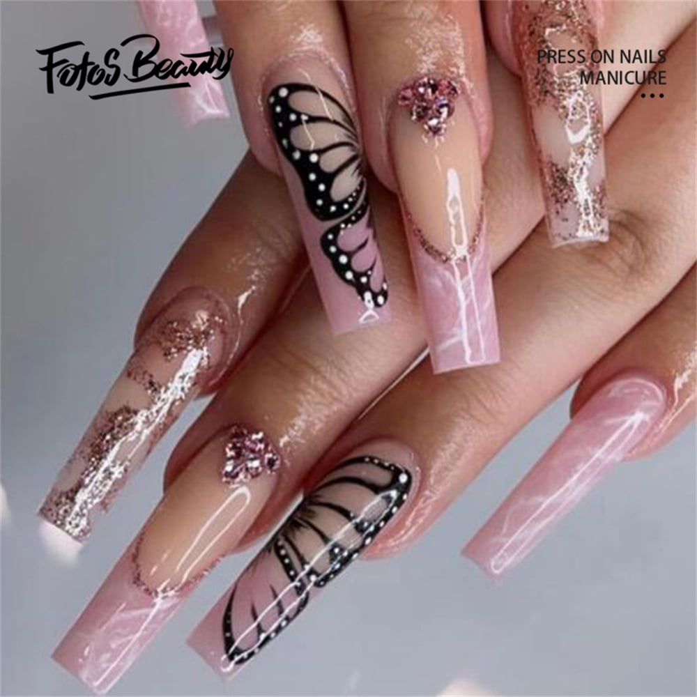 Blue Butterfly And Pink Press On Purple Acrylic Nails Butterfly For Women  High Quality Wearable Nail Art Stickers With Full Finished Look X0822 From  Konig_albert, $15.09 | DHgate.Com