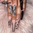thumbnail image 1 of Fofosbeauty 24pcs Press on False Nails Tips, Coffin Fake Acrylic Nails, Butterflies Wings Black, 1 of 10