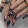 thumbnail image 1 of Fofosbeauty 24pcs Press on False Nails Tips,Coffin Fake Acrylic Nails,Cherry Star Black, 1 of 6