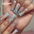 thumbnail image 1 of Fofosbeauty 24pcs Press on Nails Tips, Coffin Acrylic Nails, Gradient Flower Butterfly Blue, 1 of 7
