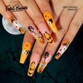 thumbnail image 1 of Fofosbeauty 24pcs Press on False Nails Tips, Coffin Fake Acrylic Nails, Pumpkin Ghost, 1 of 8