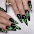 thumbnail image 1 of Fofosbeauty 24pcs Press on False Nails Tips, Coffin Fake Acrylic Nails, Spider Web Green, 1 of 8