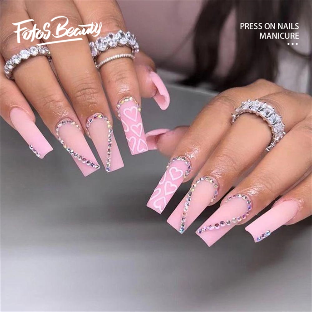 Pink coffin acrylic nails deals