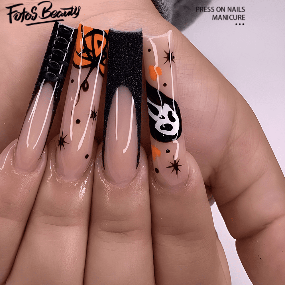 Halloween Decoration Fofosbeauty 24 pcs Long False Nails, Press-on Nails  Designs 2022, Coffin Mint Matte Spider 