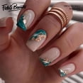 thumbnail image 1 of Fofosbeauty 24pcs Press on False Nails Tips,Square Fake Acrylic Nails, Glaze Cyan, 1 of 7