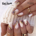 thumbnail image 1 of Fofosbeauty 24pcs Press on False Nails Tips, Square Fake Nails, White-Purple Haloed Gold Foil, 1 of 9