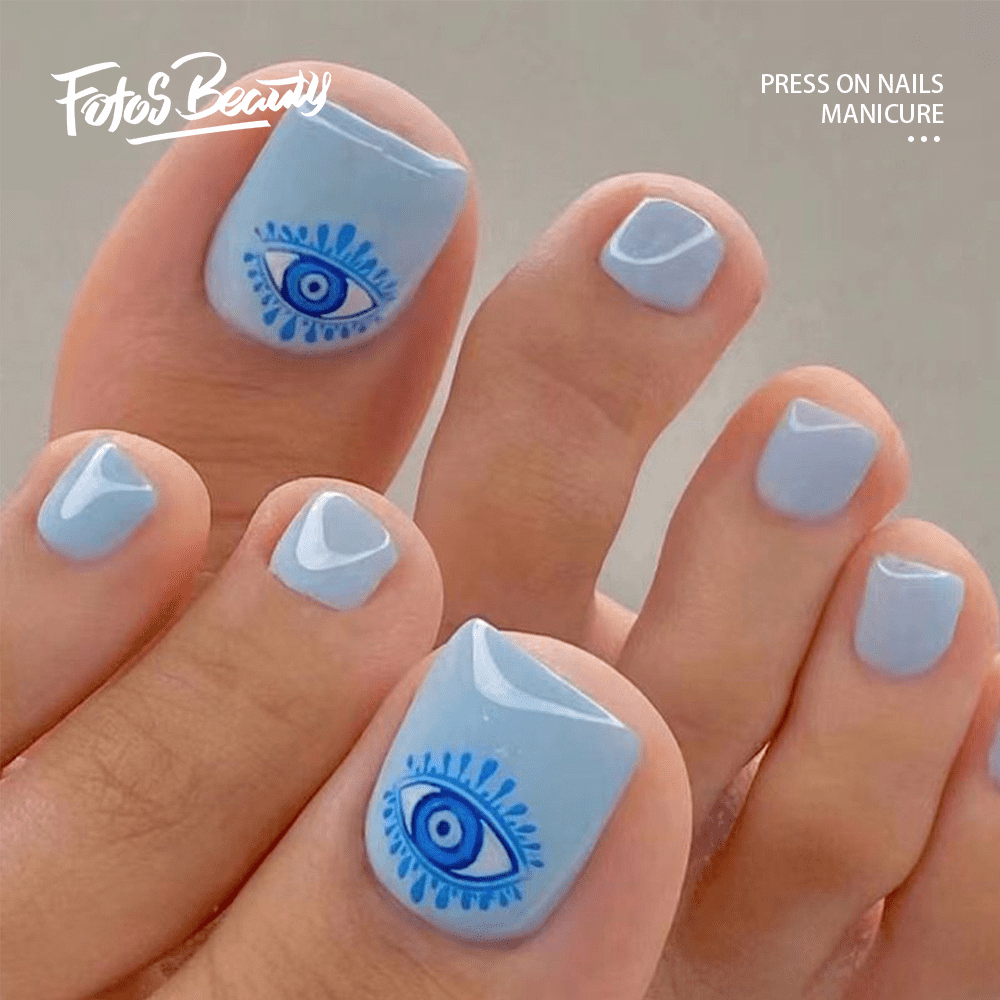20 Pc Baby Blue French Nail Toe Nail Toe False Nail Gel Nails,custom Press  on Nail,reusable Nails,stick on Nails,toe Nail Fake Nails,gem Toe - Etsy
