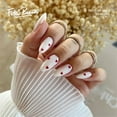 thumbnail image 1 of Fofosbeauty 24pcs Press on Nails, 2024 Fake Nails Almond Tips Design, Little Love White, 1 of 9