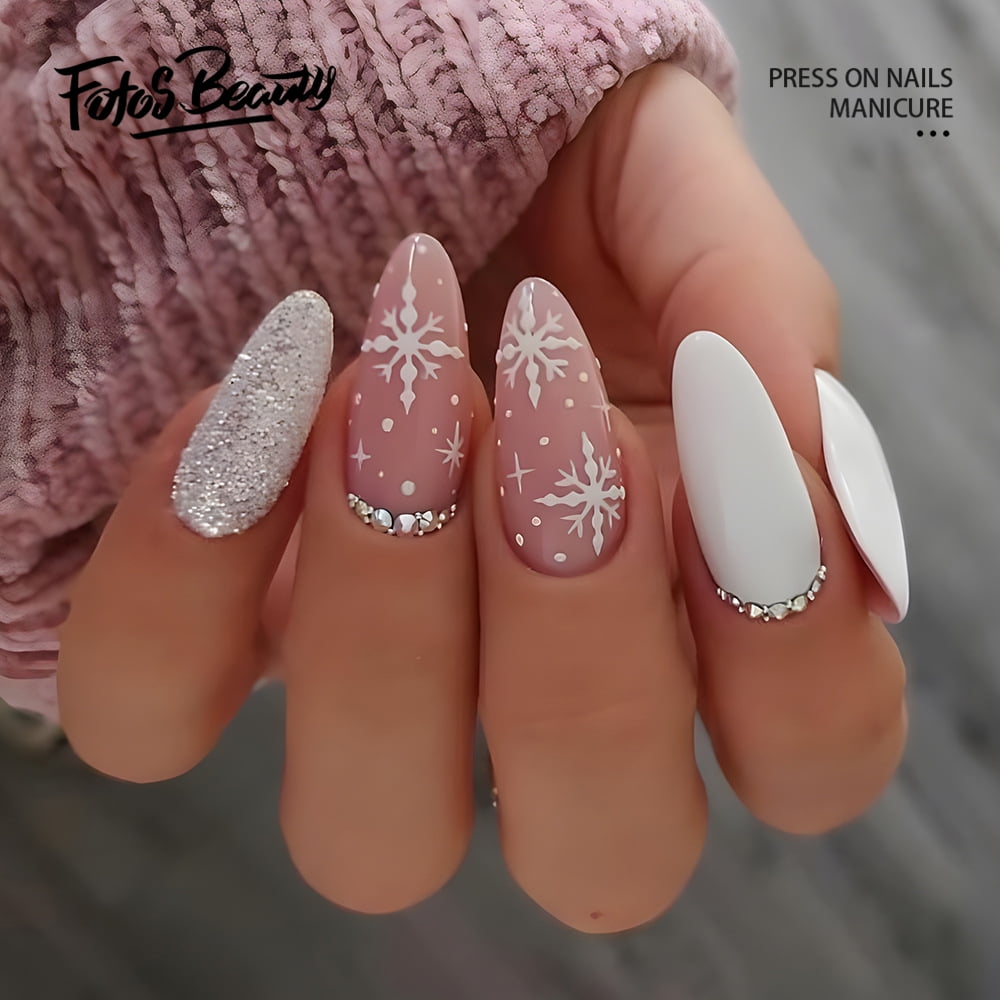 24pcs Pearls Shade Press On Nails Ombre False Nails Art Square Medium Fake  French Nail Tips Gradient Colors Acrylic Nails Kit For Women Girls