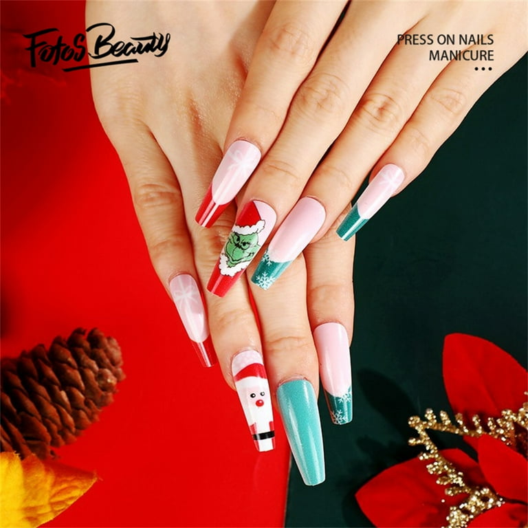 Christmas acrylics nails discount