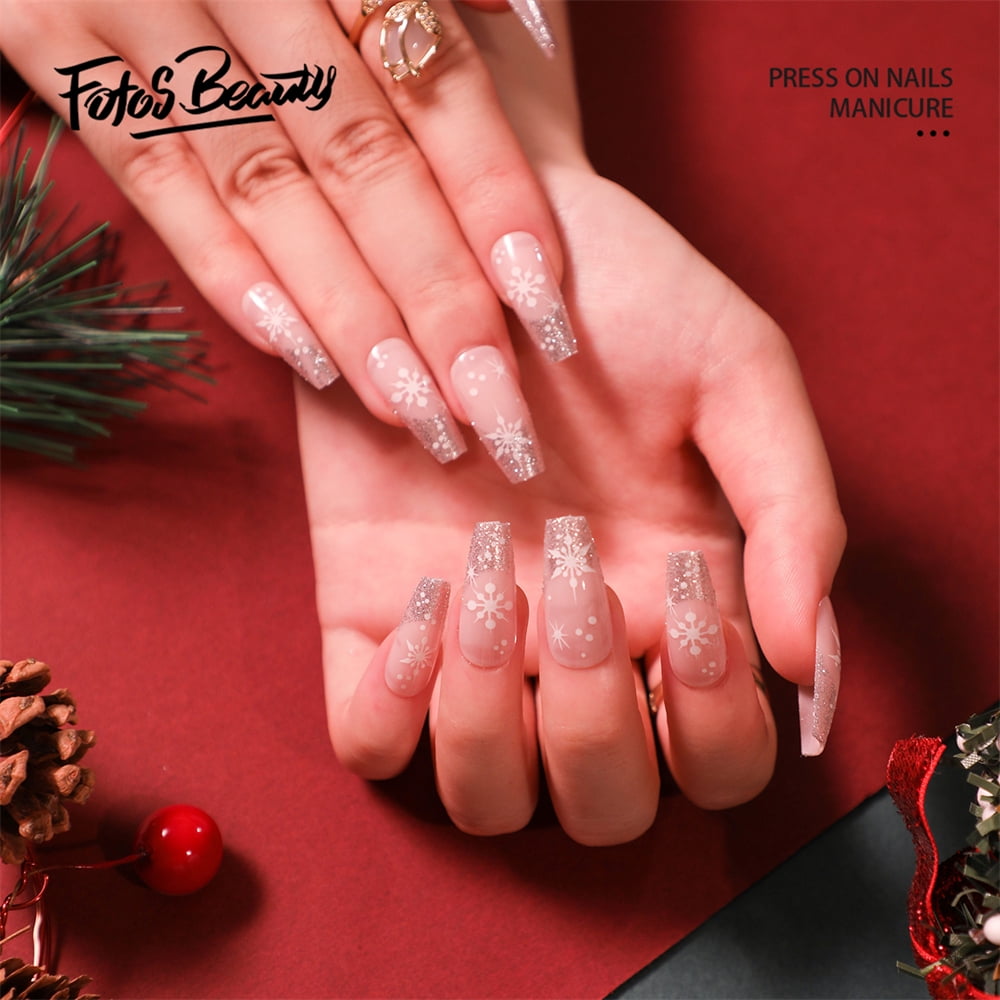 Fofosbeauty Christmas Nails 24pcs Press on False Nails Tips