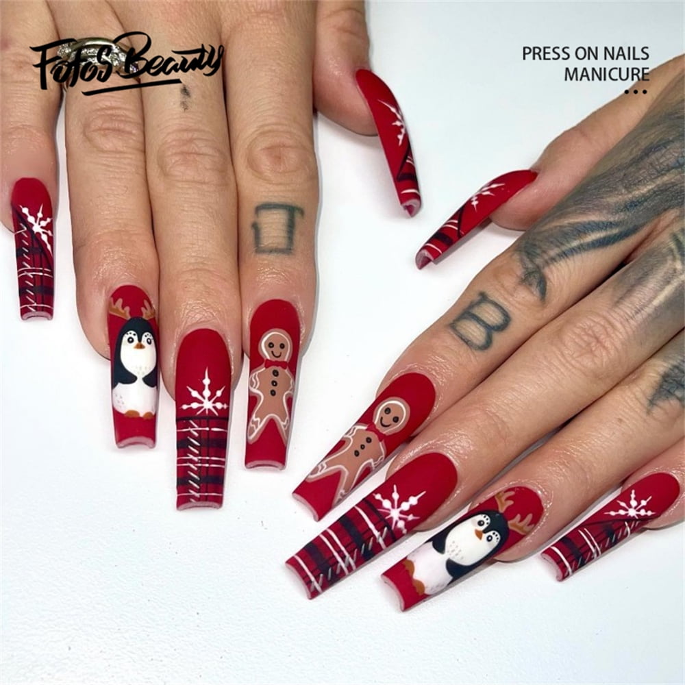 50 Best Holiday Nail Art Ideas & Designs : Matte Red Christmas Nails with  Snowflake