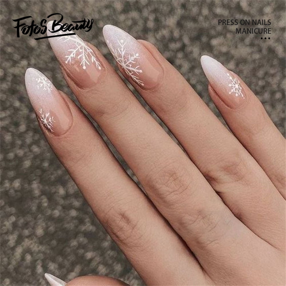 White christmas acrylic nails outlet