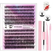 Fofosbeauty DIY Eyelash Extension Kit 240pcs Individual Lashes Cluster, 10-16mm Mix 30D 40D with Lash Bond and Seal and Remover Lash Applicator for Beginners, Pink