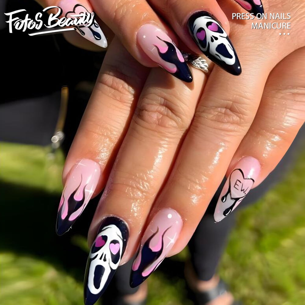 42 Psychedelic Nail Art Designs : Glittery + Swirly Pink on Black and Pink  Nails I Take You | Wedding Readings | Wedding Ideas | Wedding Dresses |  Wedding Theme