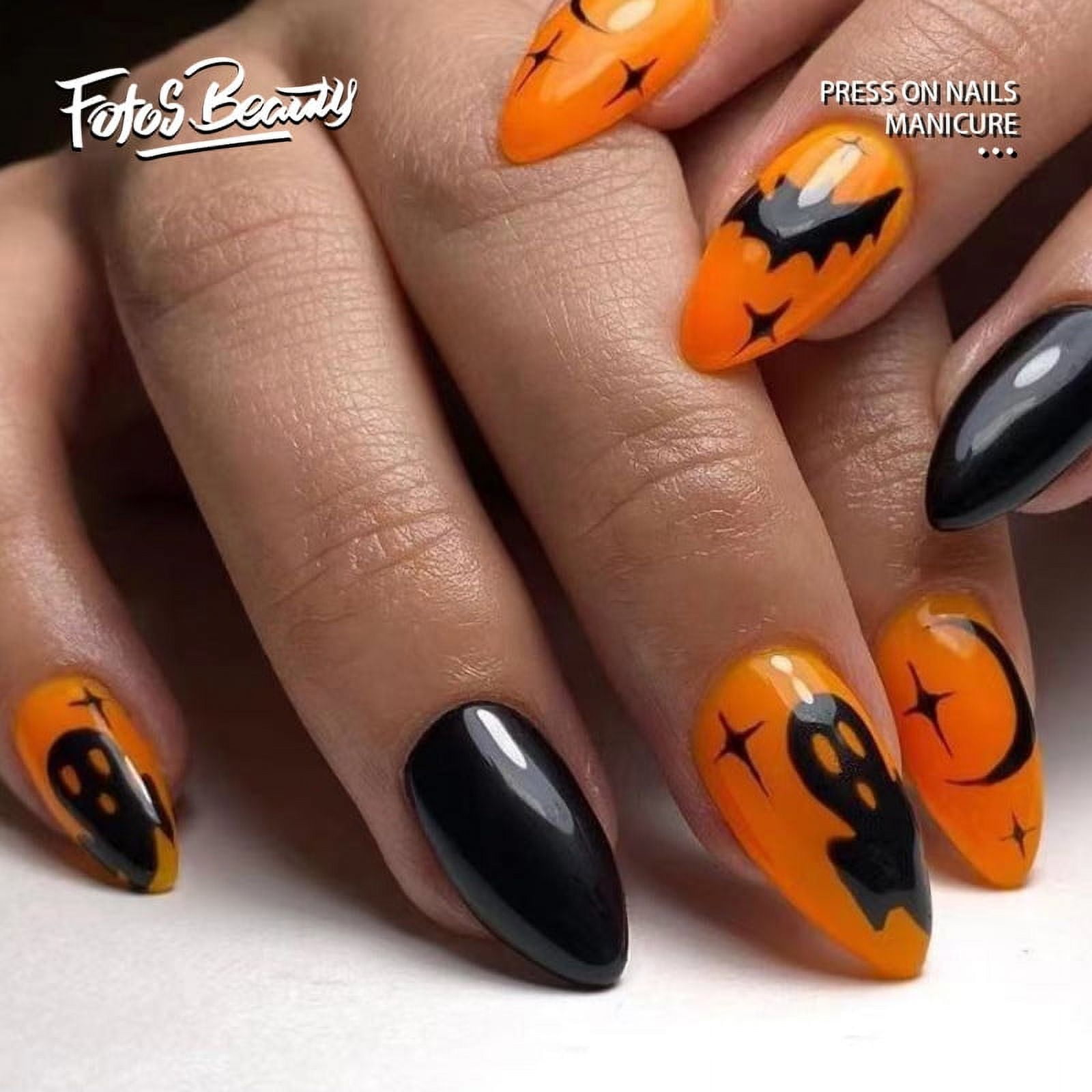 nail designs black and orange