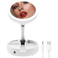 Fofosbeauty Foldable Travel Makeup Mirror 360° Rotation, LED Magnifying Makeup Mirror, Portable