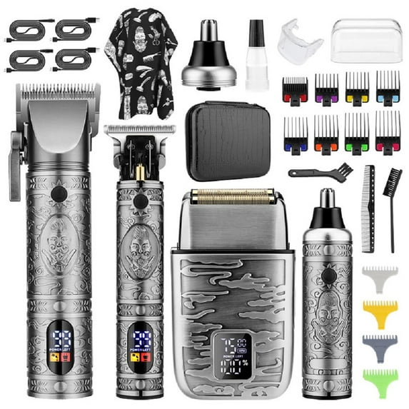 Fofosbeauty Hair Clippers for Men Professional,Beard Trimmer Kits & Sets, Cordless Mens Hair Trimmer, Electric Shavers, Haircutting Machine with LED Display, for Barber,for Gifts, Silver