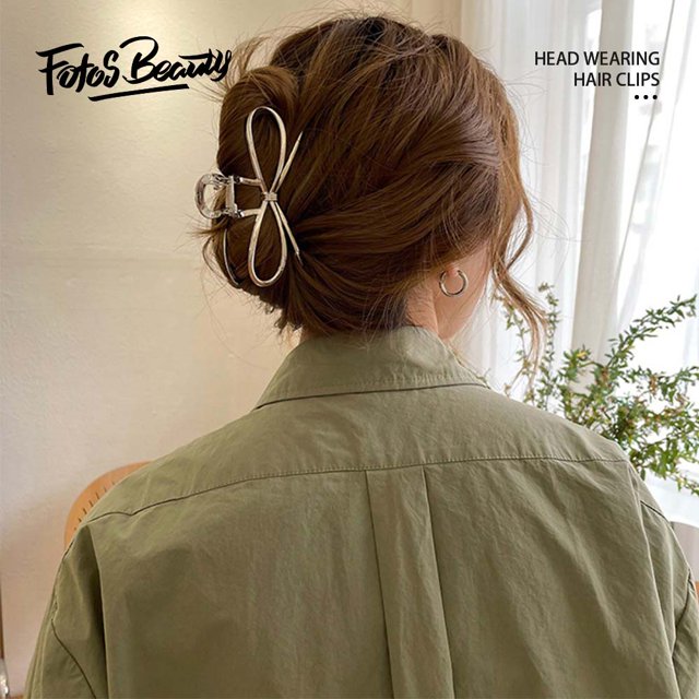 Fofosbeauty 1PCS Nonslip Hair Clips,Metal Bow Tie Claw Clips for Women