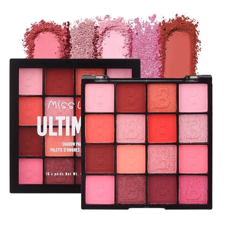 Fofosbeauty Pink Daisy Blush Eyeshadow Shimmer Matte Eye shadow Make Up Palette,16 Colors Waterproof Colorpop Dark Pink Pressed Eye Makeup Palette, 3#