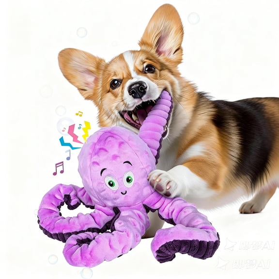 Xekoro Squeaky Dog Toys for Aggressive Chewers, Octopus-Tug of War Dog Toys for Large Breed Tough Interactive Stuffed Dog Chew Toys for Puppies Small & Large Dogs, Purple