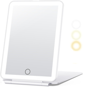 Fofosbeauty Vanity Mirror with Lights, Portable Travel Makeup Mirror with Lights, 3 Colors Lighted Makeup Mirror, Mini LED Mirror Makeup - White