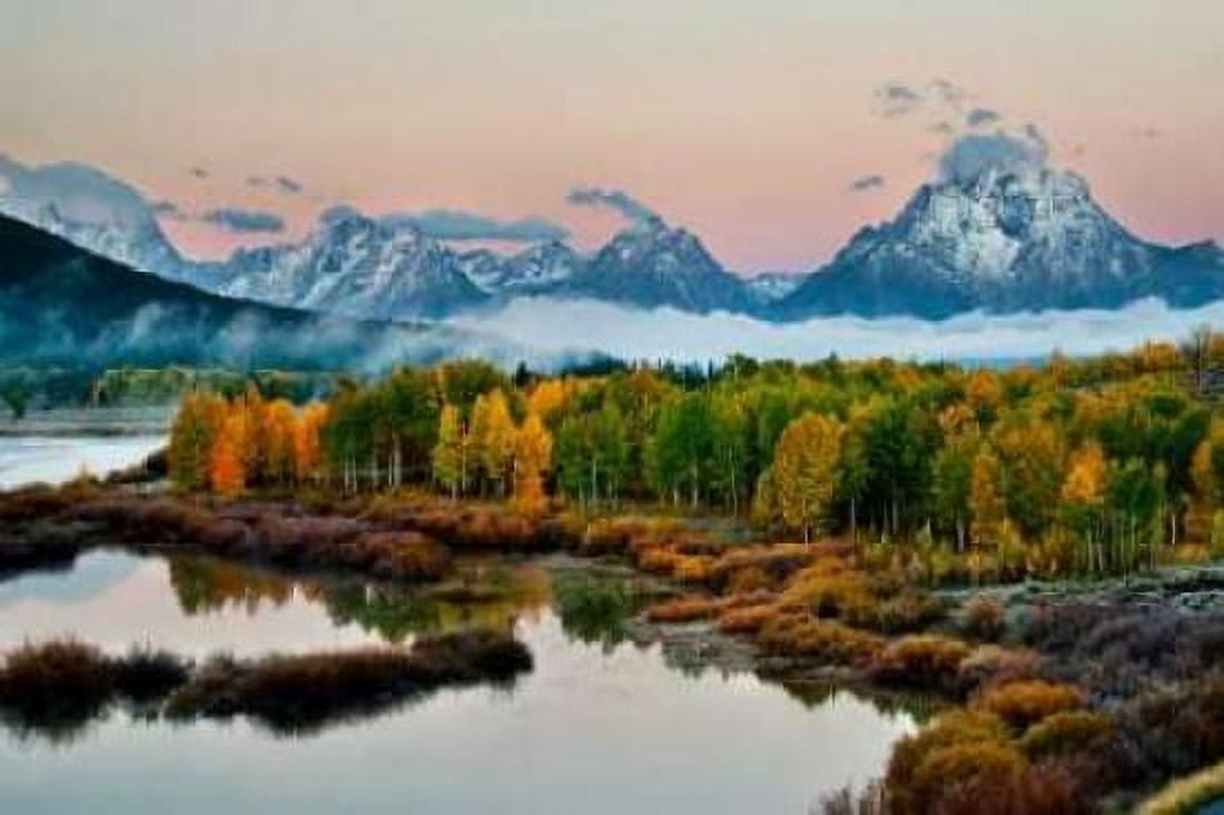 Fog Above Oxbow Bend Canvas Art - Larry Malvin (24 x 36)