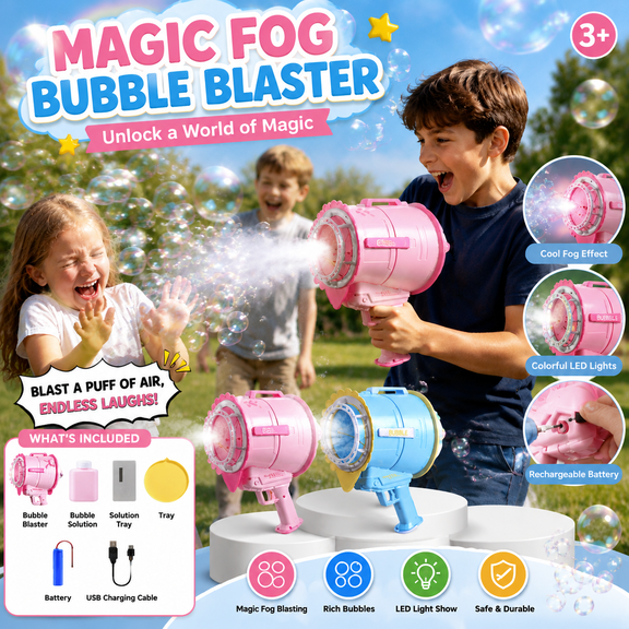 Fog Bubble Blaster Air Cannon Toys for Birthday Celebrations – Exciting Party Favor & Interactive Game Prop, Portable Bubble Blower for Create Unforgettable Memories with Friends & Family Gatherings
