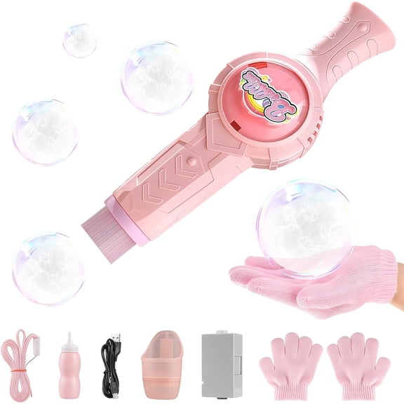 Fog Bubble Machine,Elastic  Bubble Machine,Rechargeable Automatic  Bubble Maker,Colorful Lights & ,Magic Fog Bubble Wand Summer Christmas Birthday (A-)