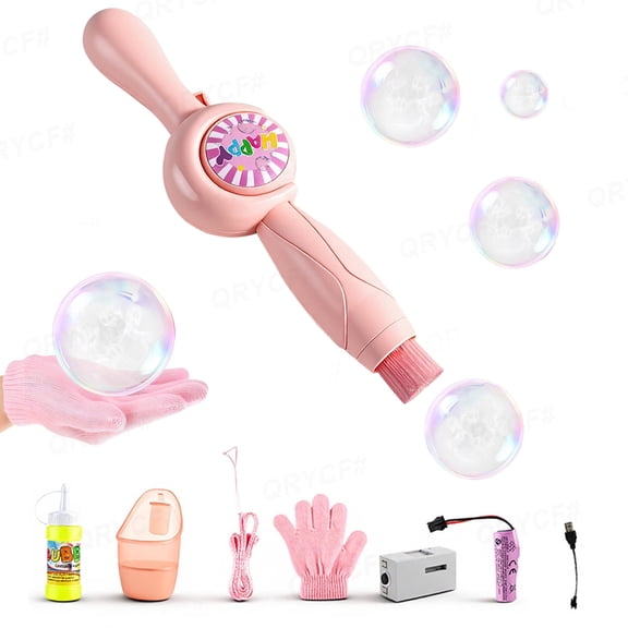 Fog Bubble Machine Toys Rechargeable Automatic Electric Smoke Bubble Machine Lights & Music Easter Christmas Birthday-Red