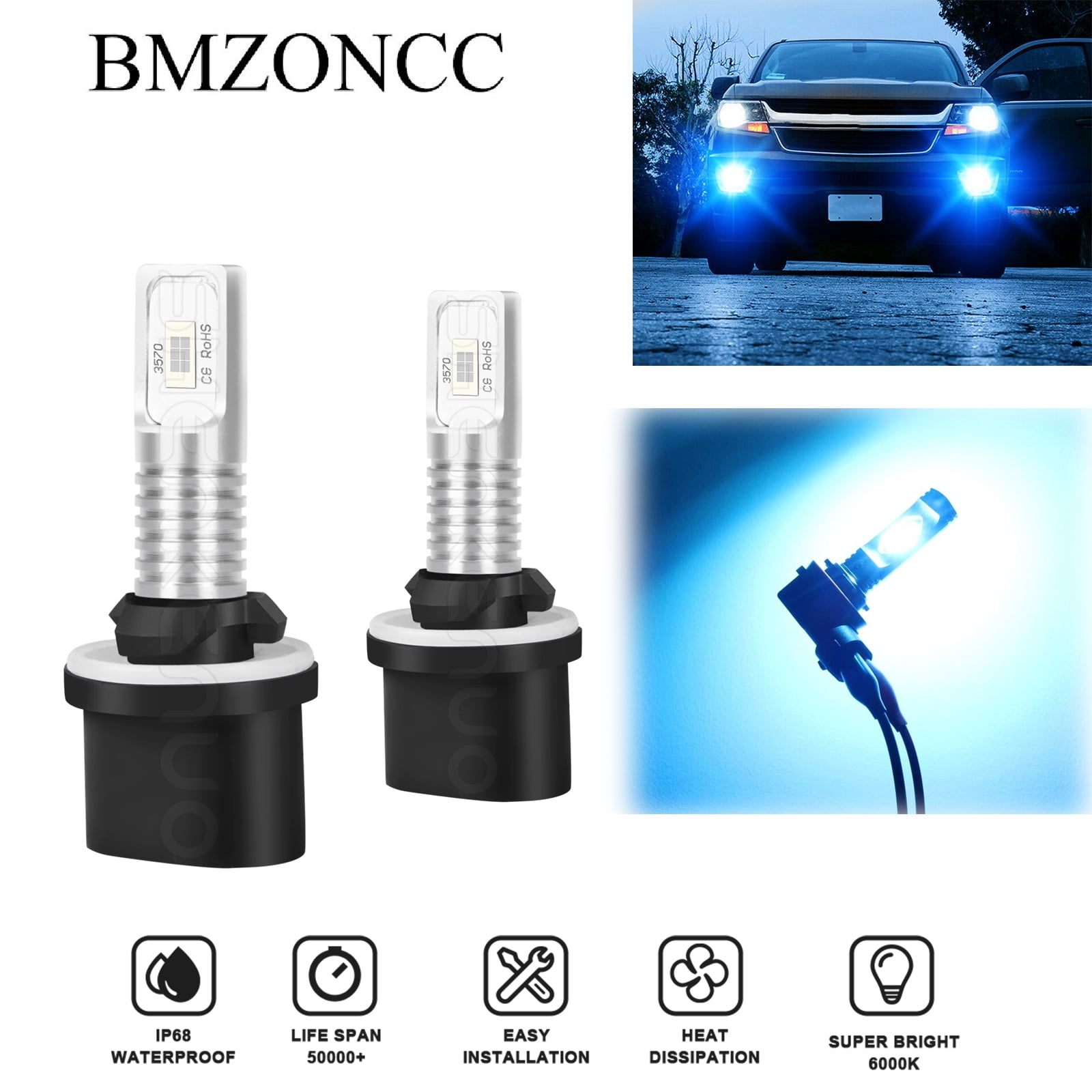 Fog Driving Light 2x 880 899 8000K Ice Blue 40W LED Headlight Bulbs Kit