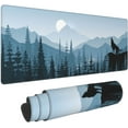 thumbnail image 1 of Fog Forest Blue Mountains Wolf Tree XXL XL Large Gaming Mouse Pad for Desk, Non-Slip Long Extended Keyboard Pads Mousepad Rubber Table Mat 31.5 X 11.8 Inch, 1 of 6