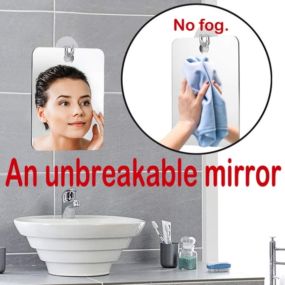 Fog-Free Travel Mirror with Suction Cup - Unbreakable Acrylic Shower Shaving Mirror, Portable Bathroom Makeup Tool for Hotel & Gym
