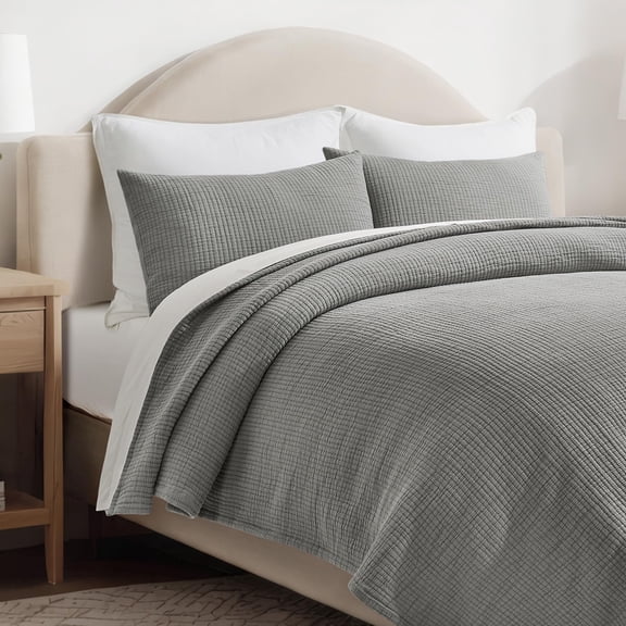 Fog Gray King/Cal King (108" X 96") Cotton Gauze Bedspread Coverlet Set