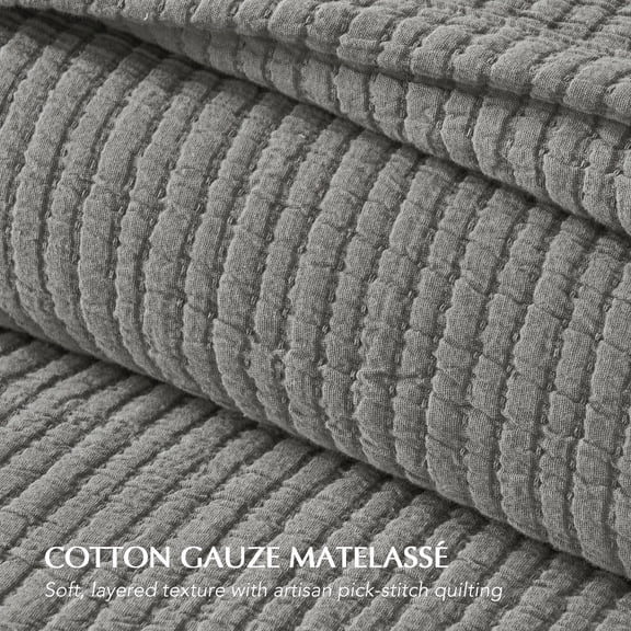 Fog Gray King/Cal King (108" X 96") Matelasse Quilt Bedding Set