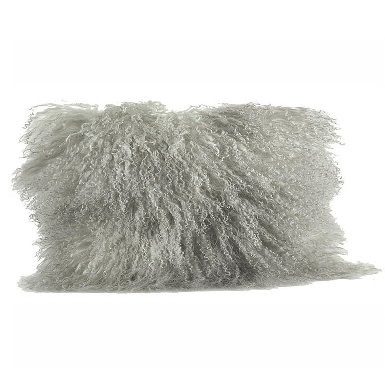 Fog Grey Color Real Mongolian Lamb Fur Pillow Includes Pillow Filling. 12 Inch X 20 Inch Oblong Walmart
