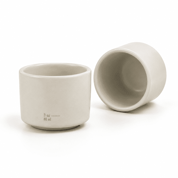 Fog Grey Espresso 3oz Stackable Ceramic Espresso Cups, Set of 2