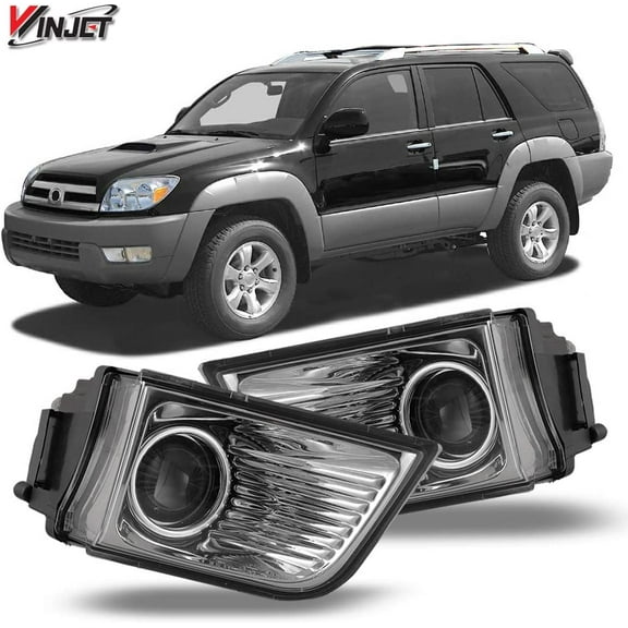 Fog Light Assembly for 2003 2004 2005 Toyota 4Runner Replacement Driver Left and Passenger Right Side Brightness 9006 12V 51W Bulbs Clear Lens