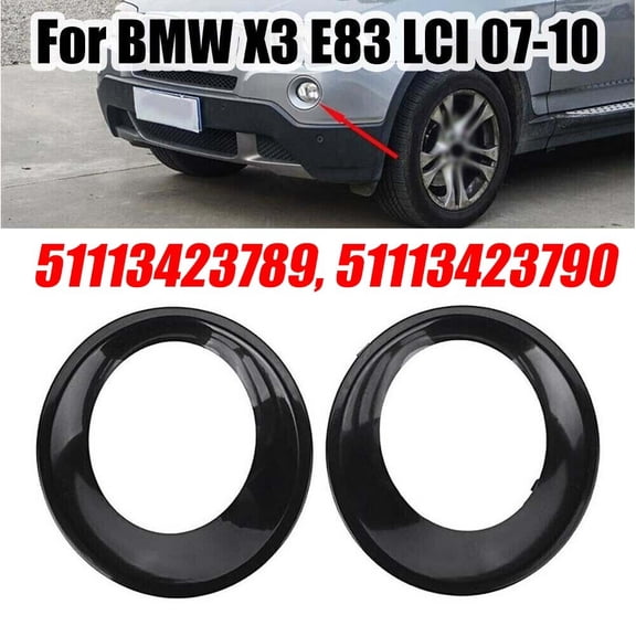 Fog Light Lamp Cover Fog Light Cover Trim 1 Pair 51113423789 51113423790 Front Left Plastic Right Unpainted Black