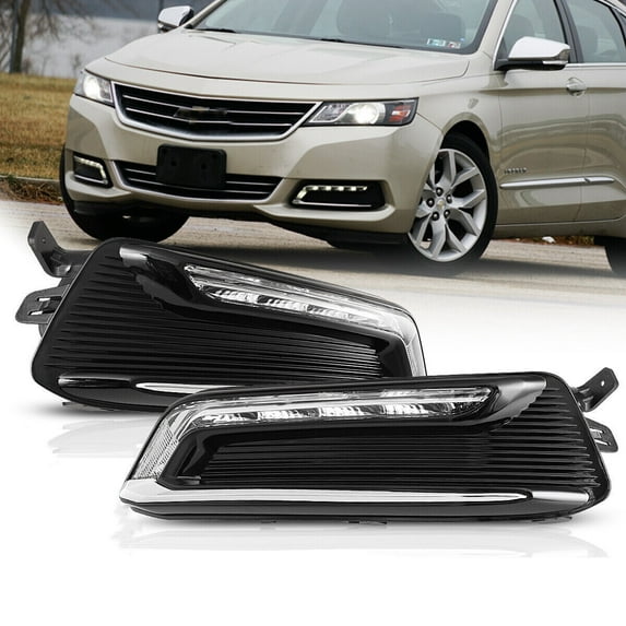 Fog Light Wiring Switch Kits For 14-20 Chevy Impala Clear Lens Pair LED DRL Lamp