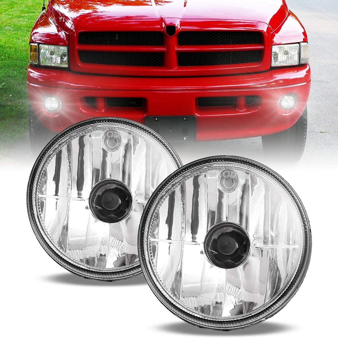 Fog Lights Assembly for 1999-2001 DODGE RAM 1500 PICKUP,1999-2002 DODGE RAM 2500/3500/4000 PICKUP Driving Fog Lights Replacement w/Halogen Bulbs Pair Clear Lens