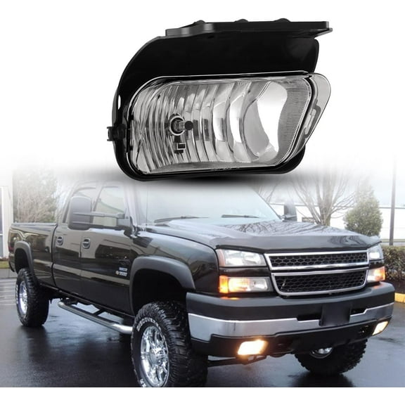 Fog Lights Assembly for 2003-2006 Chevy Silverado 1500/2500/3500/1500HD/2500HD,2002-2006 Chevy Avalanche w/o Body Cladding(Clear Lens/Passenger Right Side)
