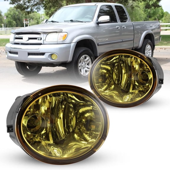 Fog Lights Assembly Fit for Toyota Tundra 2000-2006 & Sequoia 2001-2007,Fog Lamps Clear Lens with Bulbs-9006 12V 51W(Yellow Lens)