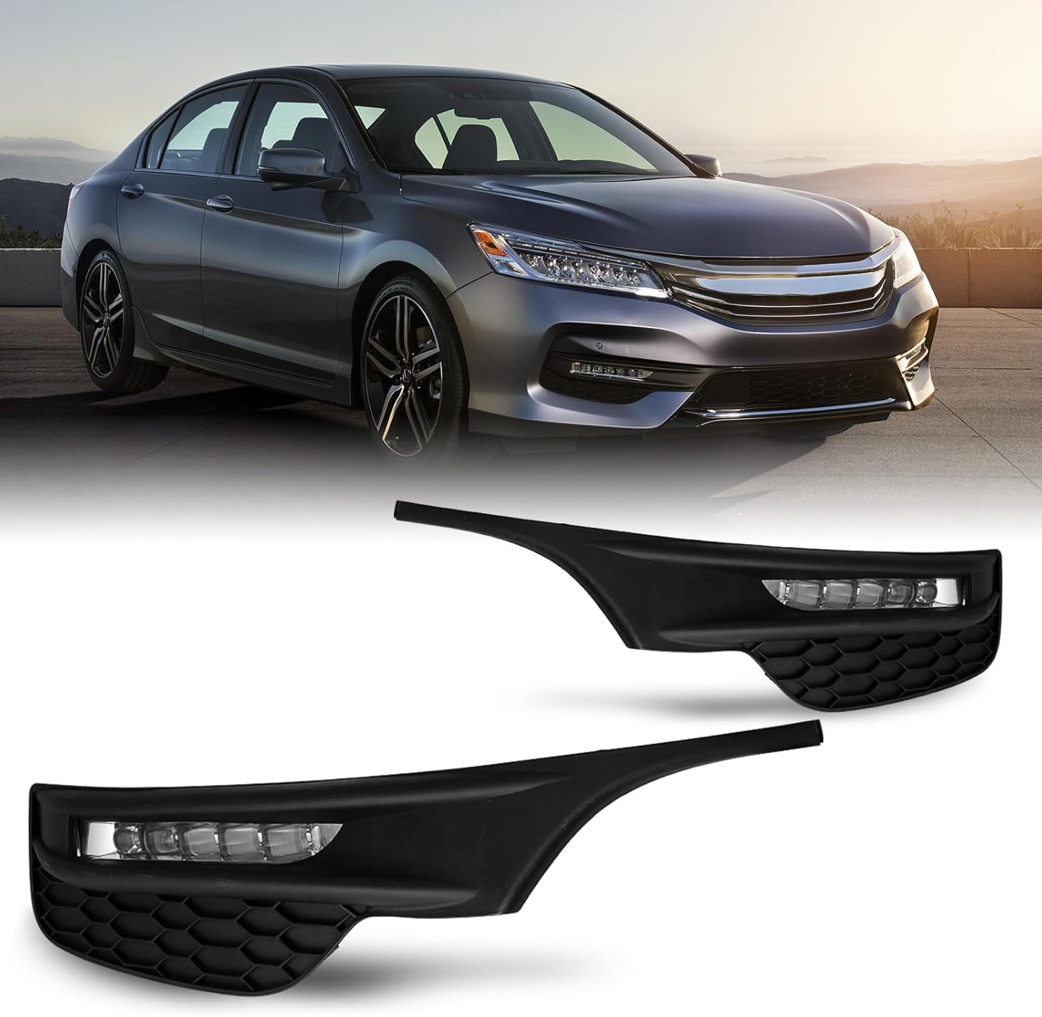 Fog Lights Assembly for Honda Accord Sedan 2016 2017,OEM Replacement Fog Lamps Clear Lens